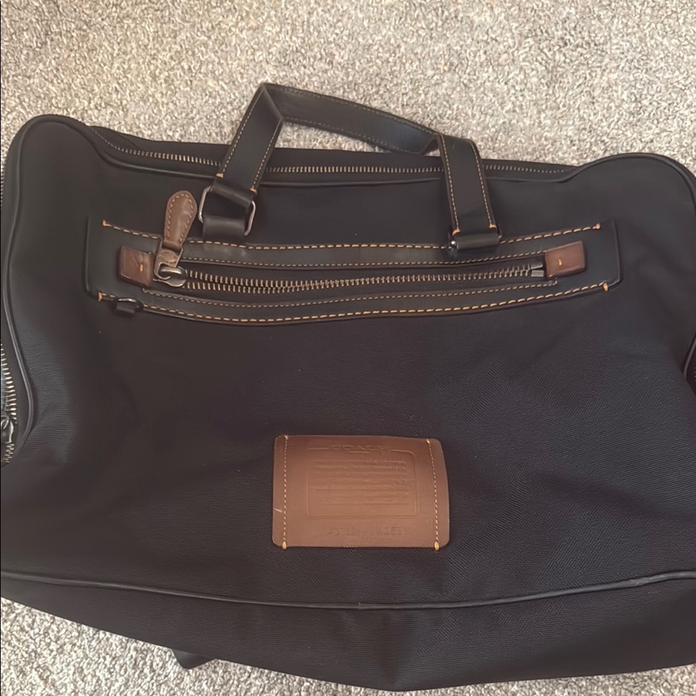 Leather-Trim Black Brief Case - Men